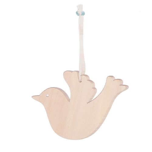 FOMIYES 10 Stück Vogel-Holz-DIY-Bastelausschnitte, hölzerne Tauben-Hängeornamente mit Loch, Hanfseilen für Weihnachtsbaum, Hochzeit, Geburtstag, Dekoration von FOMIYES