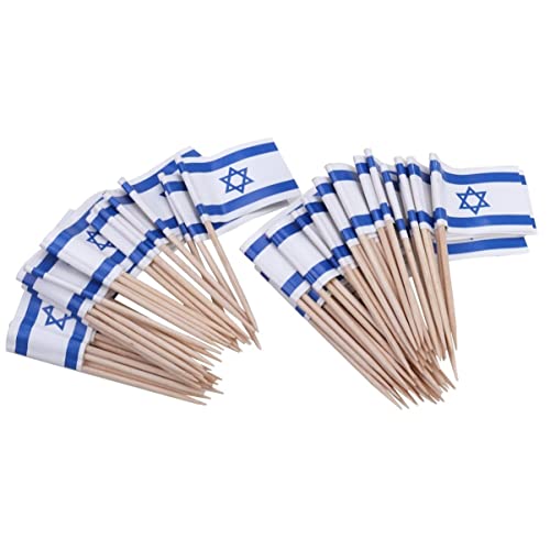 FOMIYES 100st Cupcake Lebensmittel-Stick-flaggen Auswahl Der Israelischen Flagge Zahnstocher Mit Israelischer Flagge Mini-Israel-flaggen-Stick Israelische Flaggen Kind Kuchen Obst von FOMIYES