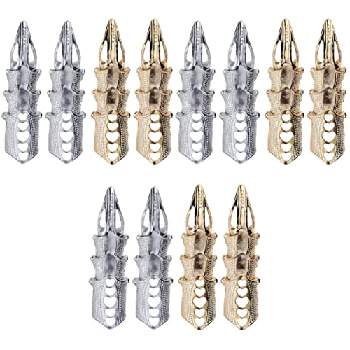 FOMIYES 12 Stück Rock Rüstung Silber & Mädchen Klappgelenk Finger Herren Doppelt Voll cm Lang Fasching Für Tolle Klaue Cosplay Requisiten Gothic Accessoires Punk Golden Beweglich von FOMIYES