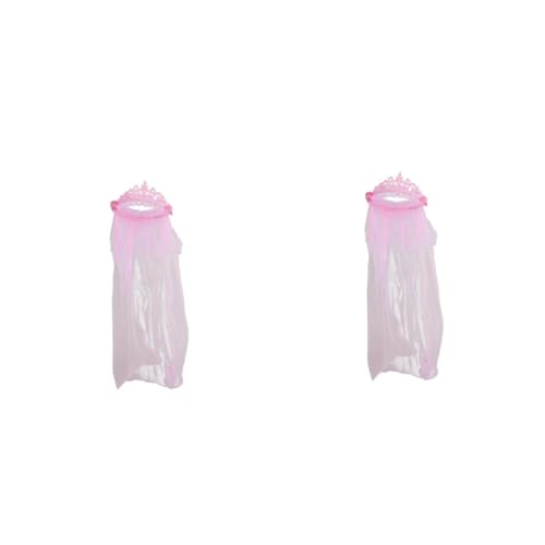 FOMIYES 2 Stück Haarkranz mit Zweilagigem Weißen Spitzen Schleier Zarte Blumenkrone für Hochzeit und Kommunion Pinker Blumenhaarschmuck Festlicher Kopfschmuck für Mädchen bei Party und von FOMIYES