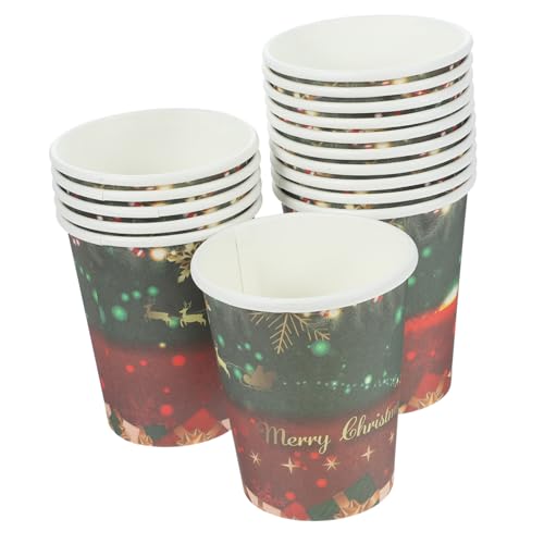 FOMIYES 32 Stück Teiliges Einweg-papiertrinkbecher Weihnachtsmotiven Dickwandige Papierbecher für Kalte und Heiße Getränke Leichte Partybecher für Weihnachten Camping und Festlichkeiten von FOMIYES