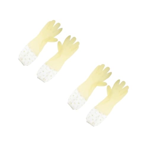 FOMIYES 4 Paare Lange Wiederverwendbare Gummihandschuhe Rutschfeste Dicke Haushaltshandschuhe für Geschirrspülen und Küchenreinigung Robuste Spülhandschuhe mit Verbesserter Griffigkeit von FOMIYES