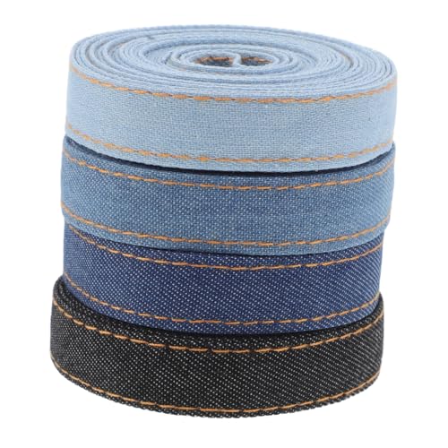 FOMIYES 4 Rollen Teiliges Denim Stoffband Jeansband für Geschenkverpackung Haarclip DIY Basteln Hochwertiges Langlebiges und Leichtes Nähzubehör Je FOMIYES 4 Rollen Teiliges Denim Stoffband Jeansband für Geschenkverpackung Haarclip DIY Basteln Hochwertiges Langlebiges und Leichtes Nähzubehör Je von FOMIYES