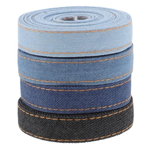 FOMIYES 4 Rollen Teiliges Denim-band Breit Robustes Jeansstoffband für DIY Basteln Haarschleifen Bekleidungszubehör Vielseitig Einsetzbar pro Farblich Abgestimmt für Modische Akzente von FOMIYES