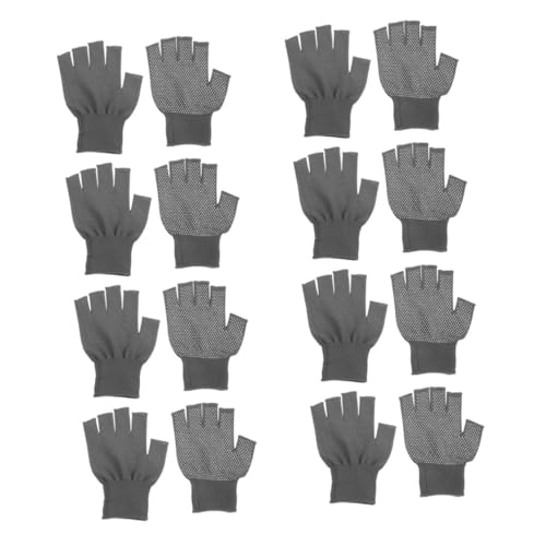FOMIYES 8 Paare Fingerlose Arbeitshandschuhe Rutschfest mit Verbessertem Griff Atmungsaktiv und Langlebig für Gartenarbeit Outdoor und Handwerk Unisex Halbfinger Handschuhe von FOMIYES