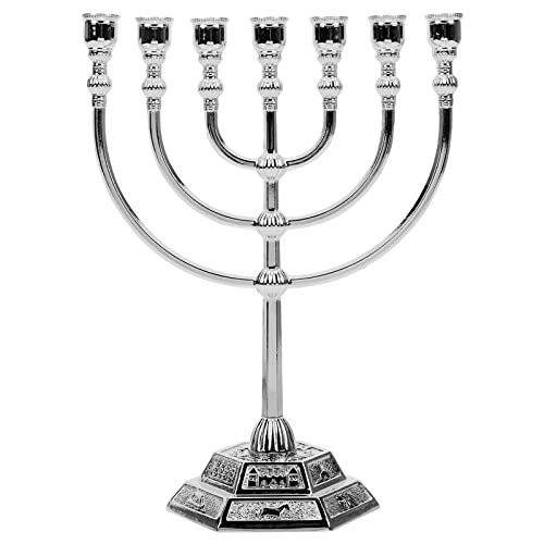 FOMIYES Chanukka Menorah 7 Chanukka Kerze Minorah Israel Menorah Jüdisches Tischdekoration Kerzenhalter Für Partys Hochzeiten Tischdekoration Silber von FOMIYES