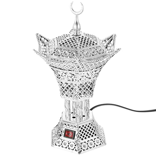 FOMIYES Electric Arabic Incense Burner Electric Incense Burner Middle East Incense Holder Frankincense Resin Burner for Muslim Table Decor Silver Plug von FOMIYES