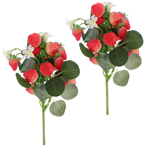 FOMIYES Erdbeerzweig Künstlich 2 Künstliche Erdbeerblumen Zweige Gefälschte Erdbeeren Blumenstiel Blumenpflanzen Blumensträuße Echte Hauch für Blumenarrangements Wohnkultur Kunst Erdbeerpflanze von FOMIYES