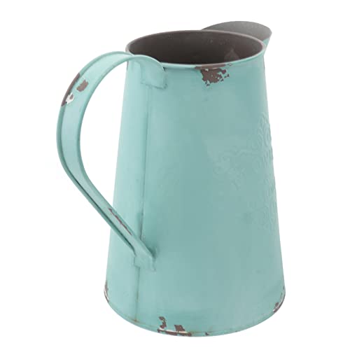 FOMIYES Französische Eimer Shabby Chic Blume Vase Metal Pitcher Französische Eimer Mini Vase Rustikale Pitcher- Krug Milchkanne Blumenhalter Floral Arrangements Sky- Blau von FOMIYES