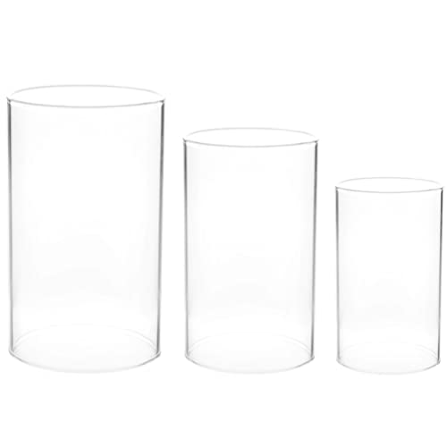 FOMIYES 3st Kerzenschirm Teelichtglas Kerzenglaskuppel Aus Glas Zylindervasen Kerzenhalter Aus Glas Mit Offenem Ende Wohnkultur Leuchte Zubehör Sukkulenten Glas Mit Hohem Borosilikatgehalt von FOMIYES