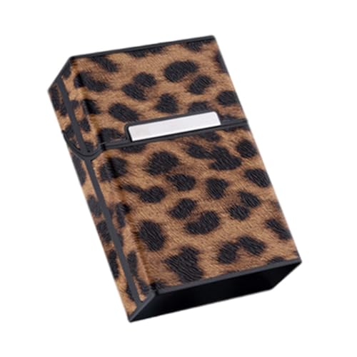 FOMIYES Leopard Muster Zigarettenetui Kunststoff Flipcover Tragbare Zigarettenbox Schutz Hülle Leicht Zu Öffnen Schließen Für Outdoor Auto Gebrauch von FOMIYES
