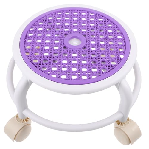 FOMIYES Multifunktionaler Niedriger Hocker mit Drehrollen Praktischer Rollhocker für Badezimmer und Runder Beweglicher Sitzhocker unter Schreibtisch Tragbar und Platzsparend von FOMIYES