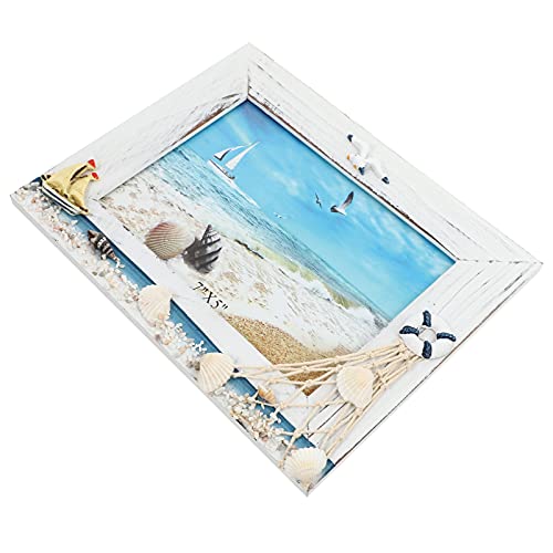 FOMIYES Nautische Bilderrahmen Holz Strand Foto Rahmen mit Muschel Fischernetz Segelboot für Nautische Geschenke Meer Küsten Strand Ornamente FOMIYES Nautische Bilderrahmen Holz Strand Foto Rahmen mit Muschel Fischernetz Segelboot für Nautische Geschenke Meer Küsten Strand Ornamente von FOMIYES