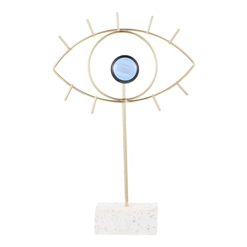 FOMIYES Nazar Garten Evil Eye Schmuckständer Goldener Türkisch Evil Eye Statue Eisen Schmuck Organizer Turm Mit Schwerem Marmorsockel Skulptur Desktop Ornament Für Tischdeko Auge von FOMIYES