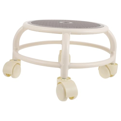 FOMIYES Niedriger Kleiner Rollhocker mit Drehbaren Runder Kompakter Pediküre Hocker für Erwachsene Strapazierfähiger Mehrzweck Hocker für Zuhause und Graue Ausführung von FOMIYES