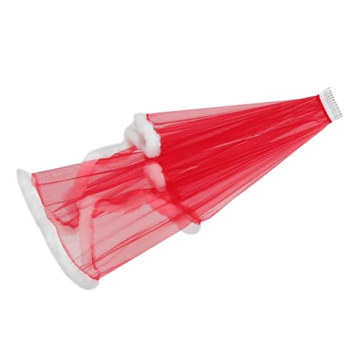 FOMIYES Rotes Brautschleier Haaraccessoire mit Doppellagigem Tüll und Flauschigem Saum Kurzes Festtags-accessoire für Weihnachten Hochzeiten und Festliche Anlässe Vielseitig Kombinierbar von FOMIYES