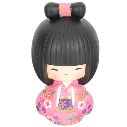 FOMIYES Skulpturen Figuren Japanischer Puppenkimono Japanische Puppe Süß Japanisches Puppenauto-dekor Kimono-Puppe Porzellanpuppe Kimono-Kokeshi-Puppe Kind Sushi Orientalische Puppe Harz von FOMIYES