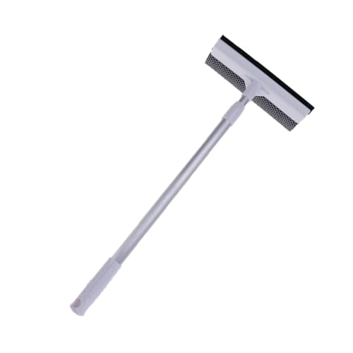FOMIYES Teleskopischer Fensterwischer mit Mikrofaser Ausziehbarer Aluminiumstiel Streifenfreier Fensterreiniger Weiß für Hohe Fenster und Innenbereiche Wasserabsorbierender Abzieher von FOMIYES