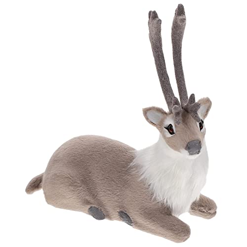 FOMIYES Weihnachtliche Rentier-Figur, Elch-Statue, Feengarten, Skulptur, Weihnachten, Tischdekoration, Waldtiere, Spielzeug-Figur, Auto-Innendekoration, Ornamente, 15,5 cm, grau von FOMIYES