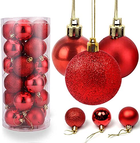 FOMIYES Weihnachtskugeln, Christbaumkugeln Kunststoff Weihnachten Bälle Ornamente Bruchsicher Christbaumschmuck für Weihnachten 24PCS von FOMIYES