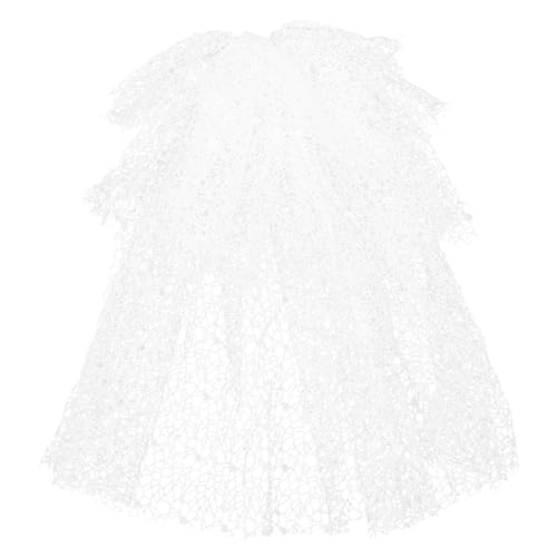 FOMIYES Weißer Brautschleier, kurz, mehrlagig, aushöhlen, für Hochzeit, Kopfschmuck für Junggesellinnenabschied, Brautparty, Blumenmädchen, Frauen, Halloween-Accessoires von FOMIYES