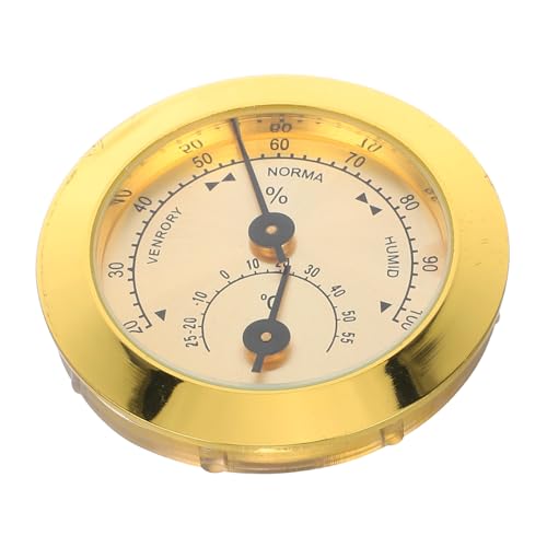 FOMIYES Zigarrenhygrometer Runde Feuchtigkeitsmesser Temperatur- Und Feuchtigkeitsmesser Rundes Humidor-hygrometer Für Zigarren Eingebettetes Thermometer Golden Abs von FOMIYES