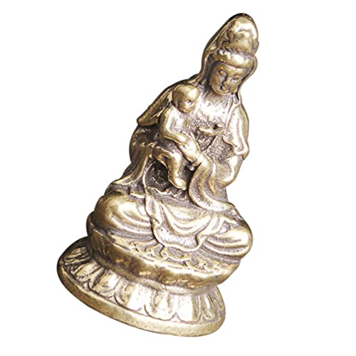 Guanyin-messingverzierung Fengshui-ornament Kuan-buddha-statue Quan-figur Guanyin-buddha-statue Guan-figur Ost Kleine Kuanyin-statue Federsteg Werkzeug Haushaltsprodukte Jahrgang von FOMIYES