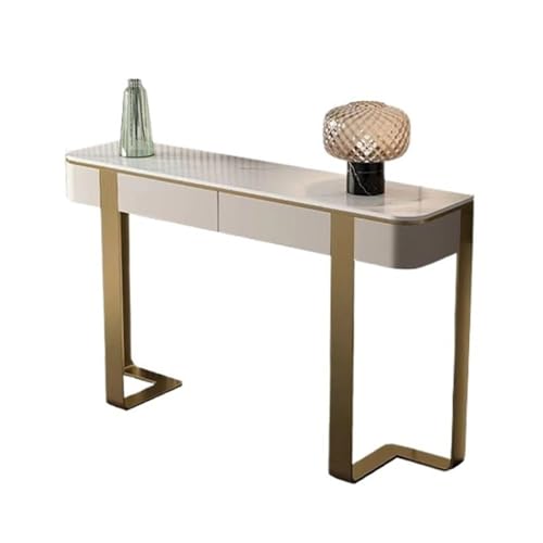 FOMWWVYS Konsolentisch, 47" moderner Eingangskonsolentisch mit Kunstmarmorplatte und Metallrahmen Flurtisch(Gold) von FOMWWVYS