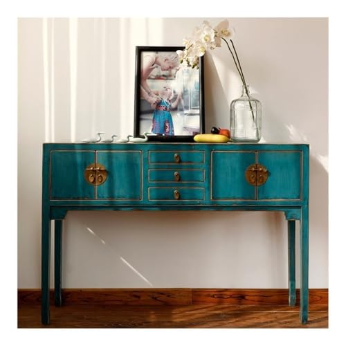 FOMWWVYS Konsolentisch, Konsolentisch aus Holz mit Schubladen for Eingangsbereich, Wohnzimmer Flurtisch(Blue) von FOMWWVYS