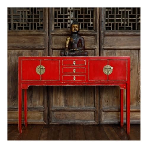 FOMWWVYS Konsolentisch, Konsolentisch aus Holz mit Schubladen for Eingangsbereich, Wohnzimmer Flurtisch(Red) von FOMWWVYS