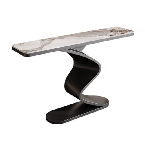 FOMWWVYS Konsolentisch, Moderner Konsolentisch aus Kunstmarmor, Eingangsbereich, Sofatisch for Wohnzimmer Flurtisch(Black,L) von FOMWWVYS