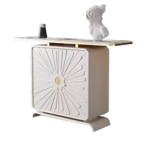 FOMWWVYS Konsolentisch, Moderner Konsolentisch aus Kunstmarmor, schmaler Sofatisch for den Eingangsbereich Flurtisch(White) von FOMWWVYS