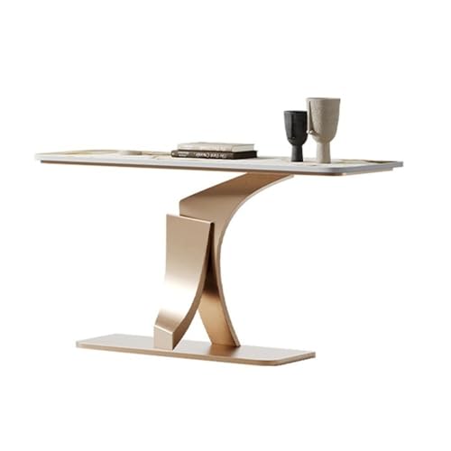 FOMWWVYS Konsolentisch, Moderner schmaler Konsolentisch 33,47" Kunstmarmor Flur-Eingangstisch Flurtisch(Gold,M) von FOMWWVYS
