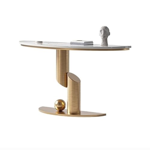 FOMWWVYS Konsolentisch, Moderner schmaler Konsolentisch mit Kunstmarmorplatte for den Eingangsbereich Flurtisch(Gold,M) von FOMWWVYS