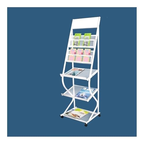FOMWWVYS Zeitschriftenständer Klappbarer Bodenzeitschriftenständer - Doppelfunktionaler Zeitungs- und Aktenständer(White) von FOMWWVYS