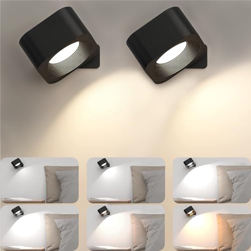 FOMYHEARD 2 Stücke Wandleuchte Innen, LED Wandlampe mit USB-Ladeanschluss 3 Farbmodi 3 Helligkeitsstufen, 360° Drehung Magnetisch Wandleuchte mit Dimmbar für Wohnzimmer Schlafzimmer Treppenhaus Flur… von FOMYHEARD