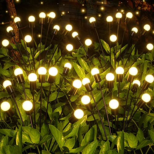 FOMYHEARD 4 Pack Firefly Solar Gartenlichter, Firefly Solar Pathway Lights, Solarleuchten für Außen Garten LEDs, Glühwürmchen Steckleuchte für Wege Rasenflächen Gartendeko Weihnachtsdeko von FOMYHEARD