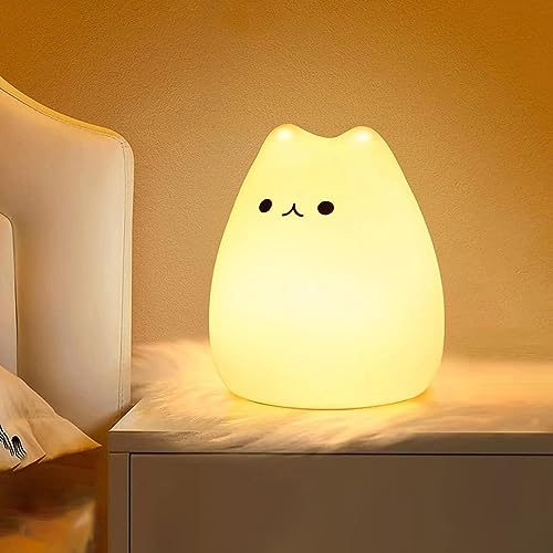 FOMYHEARD Katzen Nachtlicht Kinder, LED Baby Nachtlicht Dimmbar, Katzenlampe mit Timer und USB Aufladung, Nachtlicht für Baby-Kinderzimmerlampe, Kawaii Kinderzimmer Deko, Festliche Geschenke von FOMYHEARD