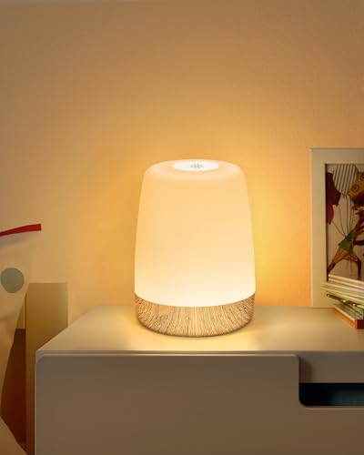 FOMYHEARD Kleine kabellose Tischlampe, Nachttischlampe LED Touch Dimmbar mit warmem Licht und 256 RGB-Farbwechsel, Akku wiederaufladbare Lampe, Stilllicht ca von FOMYHEARD