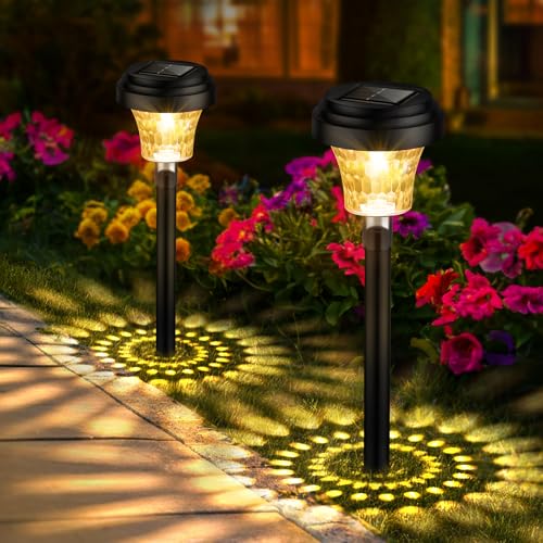 FOMYHEARD Solarlampen für Außen Garten 2 Stück, Solarleuchten Garten mit Warmes Licht & 7 RGB Farbwechsel, IP65 Wasserdicht Auto Ein/Aus LED Gartenleuchten Solar Wegeleuchten für Außen Gartendeko von FOMYHEARD