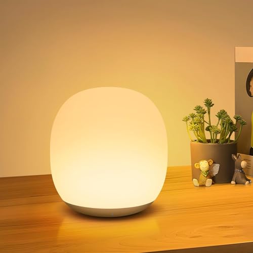 Fomyheard Nachtlicht Kinder, Led Nachttischlampe Kinder Mit Cool/Warm/RGB Farbmodi,Stilllicht Dimmbar Mit Magnetfuß, Nachtlicht Touch Mit 1h Timer,Nachtlicht Ei Aufladbar für Das Stillen,Baby Schlafen von FOMYHEARD