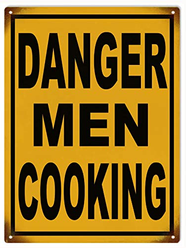 Metall-Blechschild "Danger Men Cooking" im Vintage-Stil, für Zuhause, Bar, Küche, Bauernhaus, Heimdekoration, Geschenke, 20,3 x 15,2 cm, 14 x 20 cm von FONALO