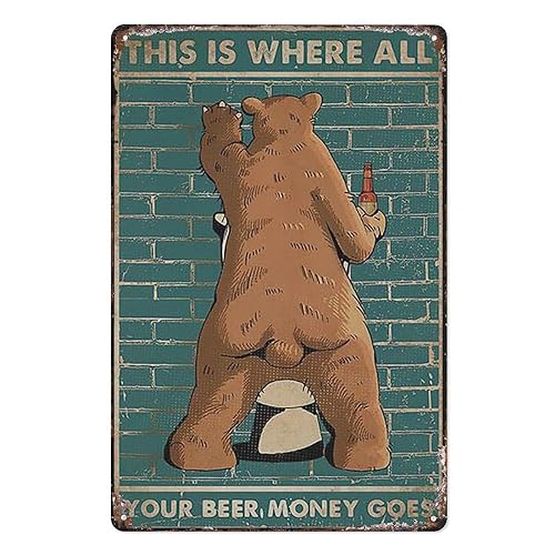 Metallschild mit Aufschrift "This Is Where All Your Beer Money Goes", lustiges Vintage-Schild, Wanddekoration, Heimdekoration, lustiges Bauernhof-Metallschild, Badezimmer, 20 x 30 cm von FONALO
