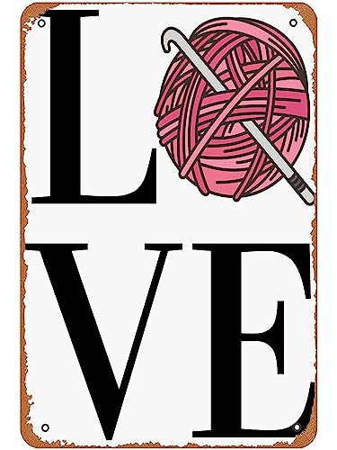 Metallschilder mit Aufschrift "Love Crochet Funny Design Mom", Vintage, Garten, Badezimmer, Männerhöhle, Bar, Küche, Pubs, 14 x 20 cm von FONALO