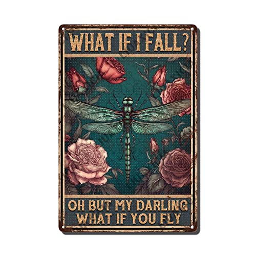 Retro Metall-Blechschilder Wanddekoration "What If I Fall Oh But My Darling What If You Fly" Libelle Metallschild Vintage Badezimmer WC Dekoration Metallschild Blechschild 20 x 30 cm Retro Metall-Blechschilder Wanddekoration "What If I Fall Oh But My Darling What If You Fly" Libelle Metallschild Vintage Badezimmer WC Dekoration Metallschild Blechschild 20 x 30 cm von FONALO