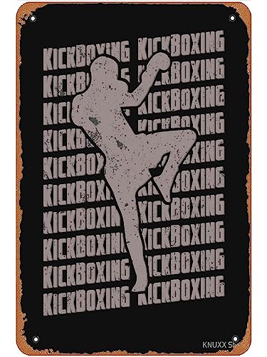 Schild mit Kickboxen, Wiederholung, Kampfsport, Training, Vintage, Metall, Männerhöhle, Bar, Pub, Club, Zuhause, Wanddekoration, 14 x 20 cm von FONALO
