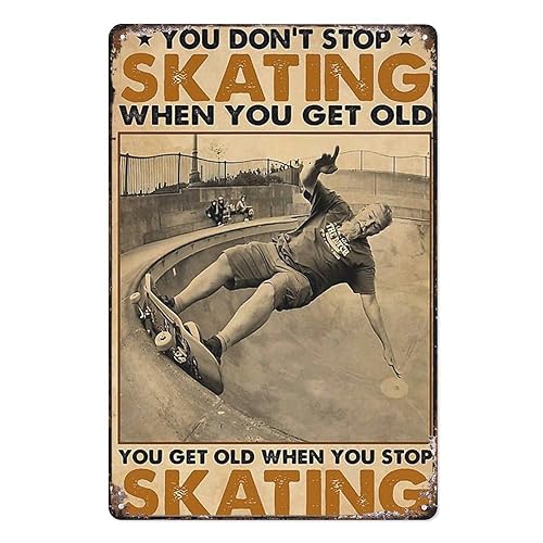 Vintage-Blechschild Old Man Skater You Don'T Stop Poster, Geschenk, Metallschilder, geeignet für Zuhause, Wand, Tor, Zimmer, Bar, Geschäft, Dekoration, Bar, Männerhöhle, Dekoration, 20 x 30 cm Vintage-Blechschild Old Man Skater You Don'T Stop Poster, Geschenk, Metallschilder, geeignet für Zuhause, Wand, Tor, Zimmer, Bar, Geschäft, Dekoration, Bar, Männerhöhle, Dekoration, 20 x 30 cm von FONALO