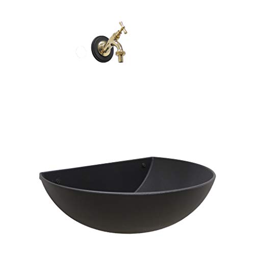 FONDERE BONGIOVANNI Fontana Wandbrunnen Modell FB35 Farbe Gusseisen mit glänzendem Wasserhahn für Haus und Garten von FONDERIA BONGIOVANNI