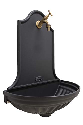 FONDERIA BONGIOVANNI Fontana Muro Siville Farbe Gusseisen mit Wasserhahn MOD.303 aus Messing Brunito Haus Garten von FONDERIA BONGIOVANNI