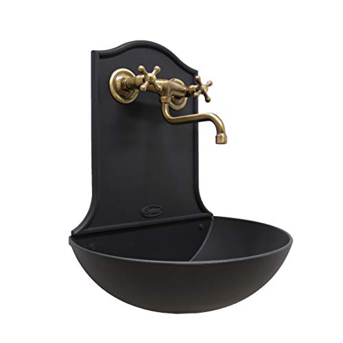 Fonderia Bongiovanni Gartenbrunnen | Wandbrunnen | Modell Gran Canaria | mit Spülengruppe aus brüniertem Messing | für Haus Garten | Brunnen für den Außenbereich | Gartenbrunnen von FONDERIA BONGIOVANNI